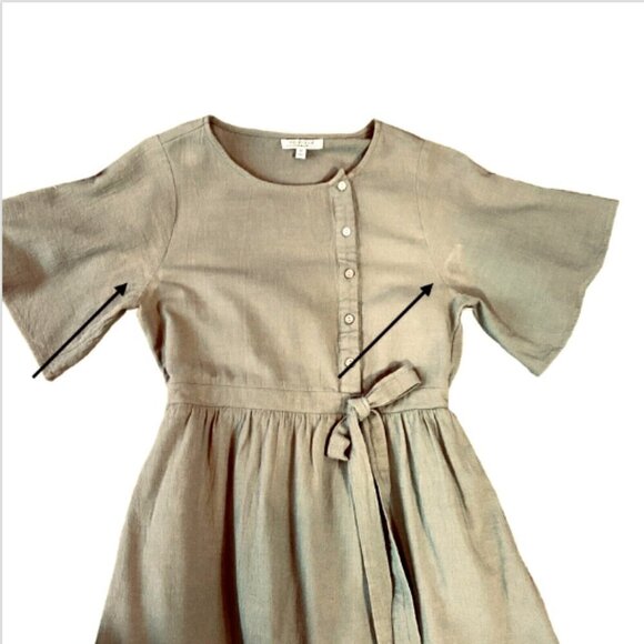 Polagram Cotton Dress Button Top A-Line Minimalist Sz M Khaki-Beige 295A - Picture 7 of 10